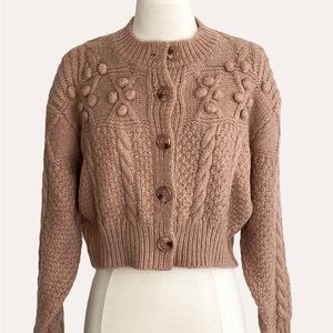 Listicle Brown Cable Knit Cardigan